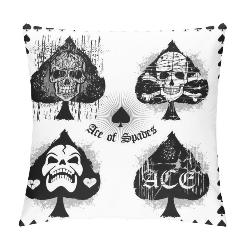 Personality   Playing Card Sign, Ace Of Spades With Skull, Set Pillow Covers