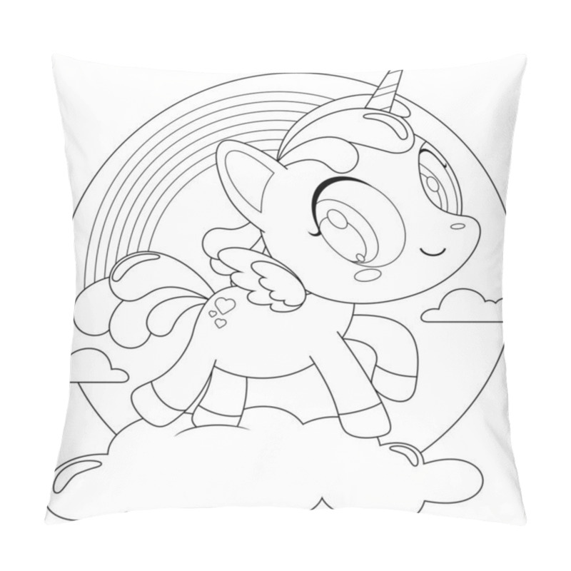 Personality  Vector Illustration Of A Cute Cartoon Unicorn  Pillow Covers