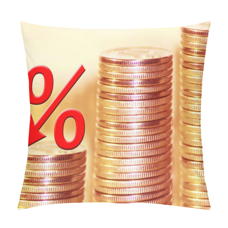 Personality  The Symbol Of Percent On The Background Of Money . Pillow Covers