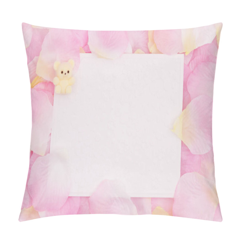 Personality  Blank Love Greeting Card On Pink Rose Flower Petals Pillow Covers