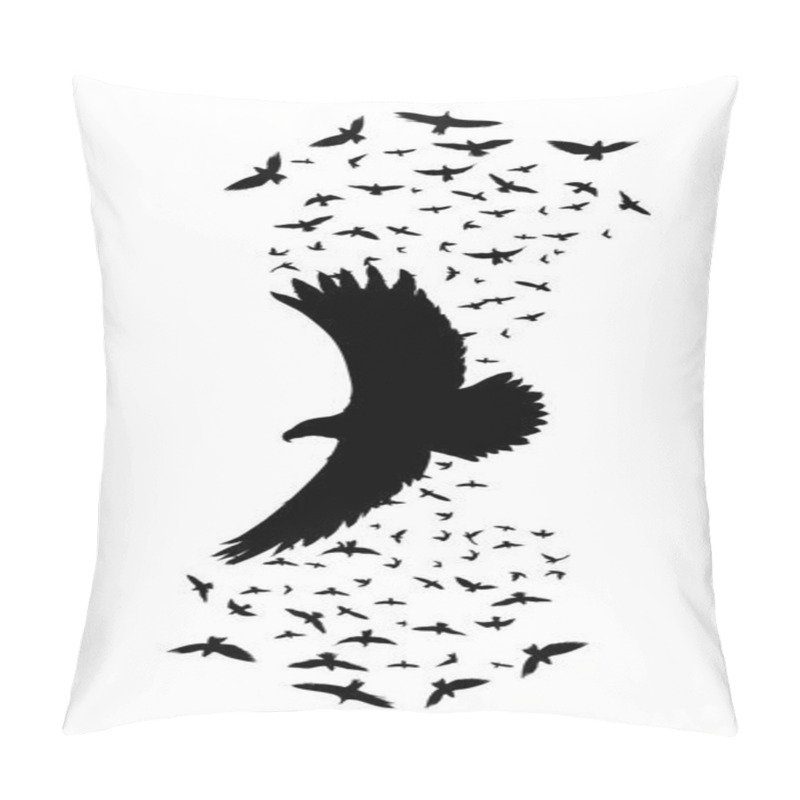 Personality  Silhouette Of A Flying Raven. Vector Illustration. Vector Outline Of Raven.sticker Template Pillow Covers