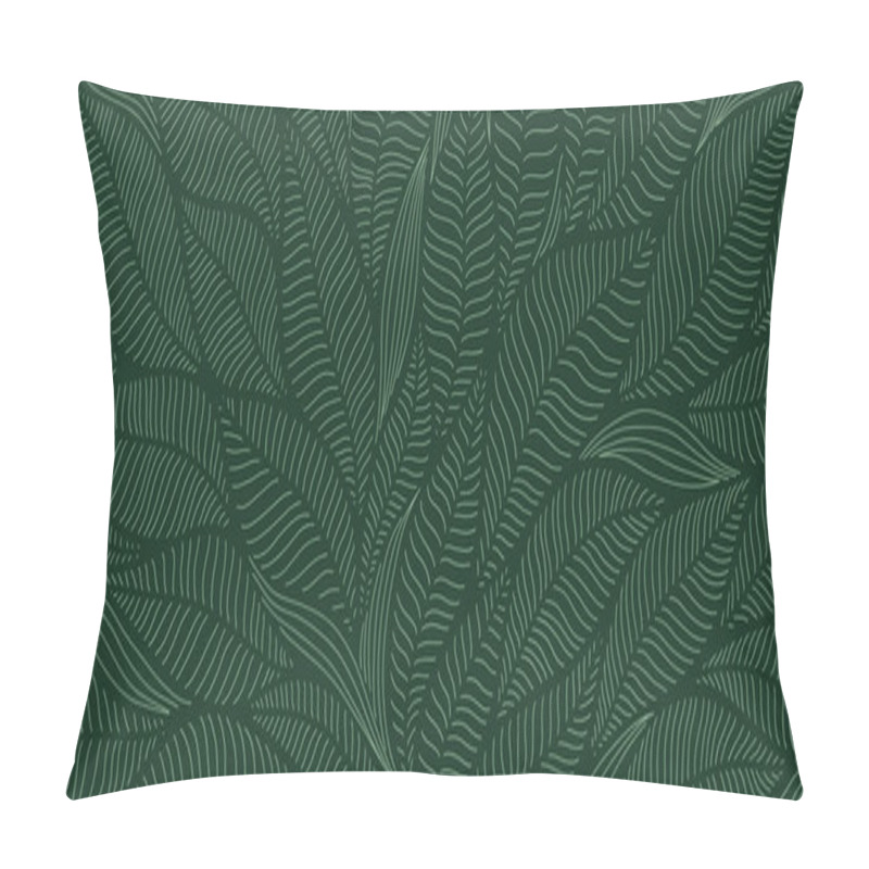 Personality  Luxury Floral Pattern With Hand Drawn Leaves. Elegant Astract Background In Minimalistic Linear Style. Trendy Line Art Design Element. Vector Illustration. Pillow Covers