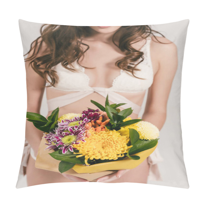 Personality  Girl In Lingerie Holding Flowers Pillow Covers