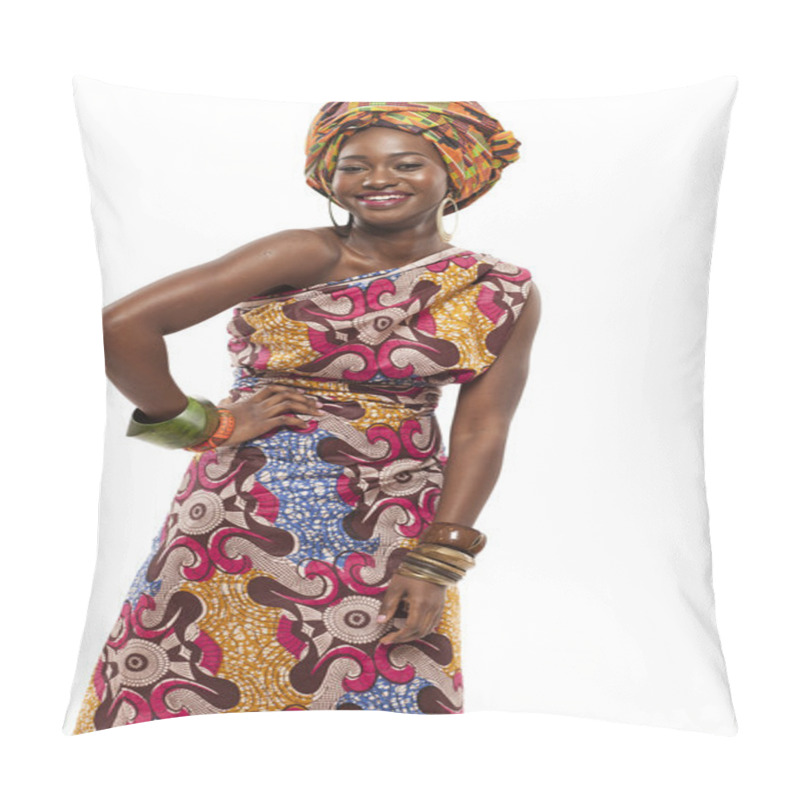 Personality  Beautiful African Fashion Model In Traditional Dress. Pillow Covers