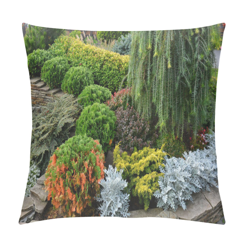 Personality  Flowerbed With Decorative Trees, Bushes And Flowers In The Summe Pillow Covers