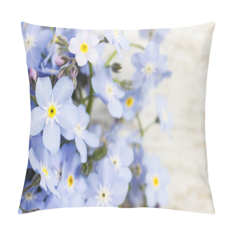 Personality  Forget-me-not Flowers On Wooden Background Pillow Covers