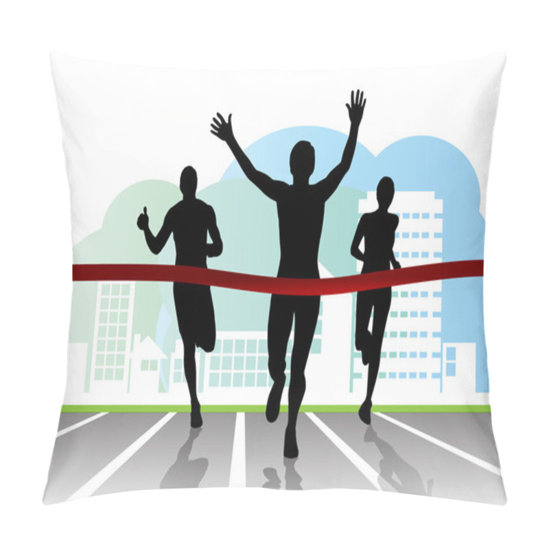 Personality  City Sport. Runner. Vector Pillow Covers