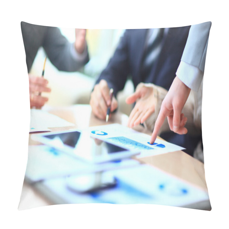 Personality  Business People Meeting To Discuss The Situation On The Market Pillow Covers