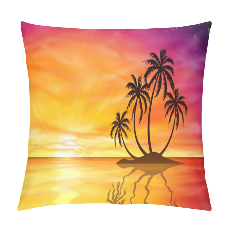 Personality  Sunset, Sunrise With Palm Tree Pillow Covers