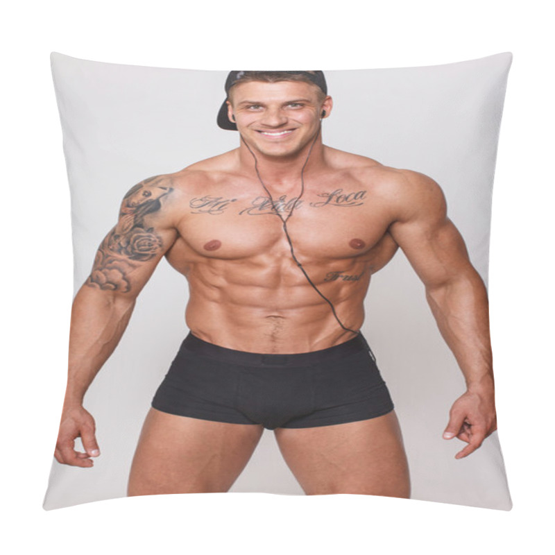 Personality  Hot Smiling Guy In Black Pants And Black Cup Pillow Covers