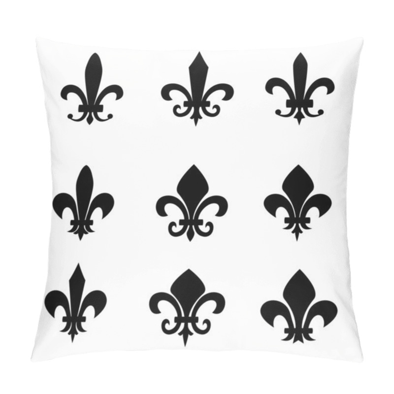 Personality  Collection Of Fleur De Lis Symbols - Black Silhouettes Pillow Covers