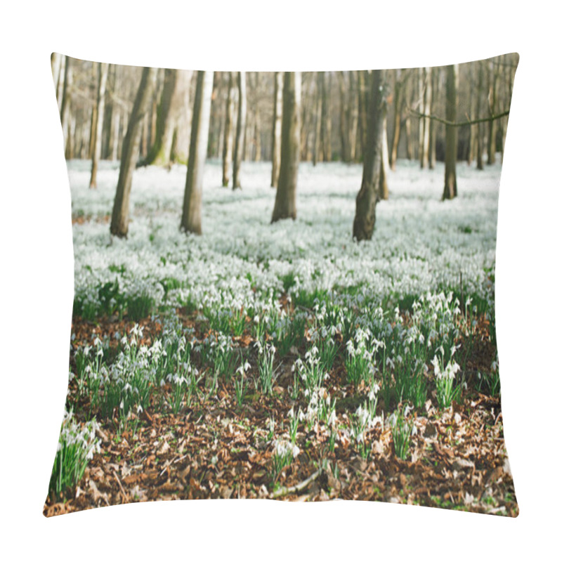 Personality  Snowdrops Flowers In Winter Forest Pillow Covers