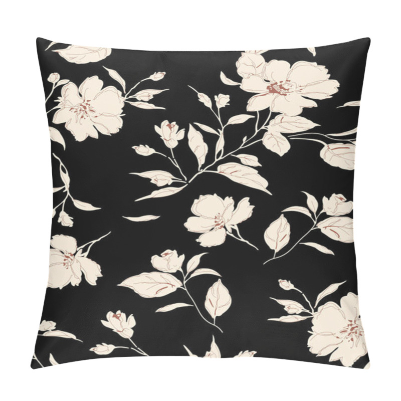 Personality  Beautiful Seamless Raster Pattern With Simple Devices. Background With Decorative Floral Decorations For Textile, Wrapper, Fabric, Clothing, Covers, Paper, Print, Scrapbook. Cloth Color Flower Pillow Covers