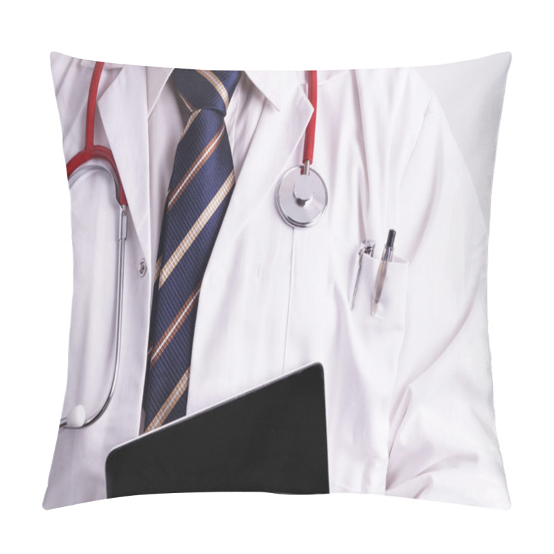 Personality  Male Doctor Using A Digital Tablet Pillow Covers