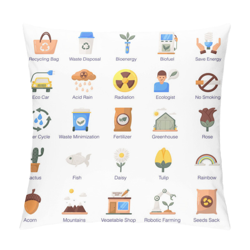 Personality  Pack Of Nature Flat Icons  Pillow Covers