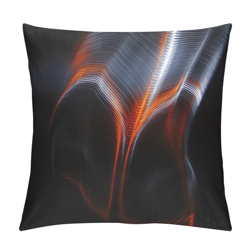 Personality  Multicolored Twisted Ordered Parallel Lines On The Black Background. Light In Motion. Color Abstraction Image. Pillow Covers