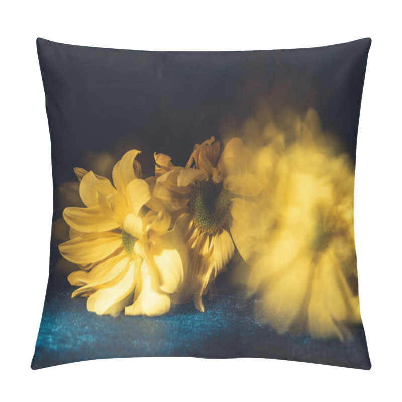 Personality  Yellow Blurred Flowers, On Dark Background Pillow Covers