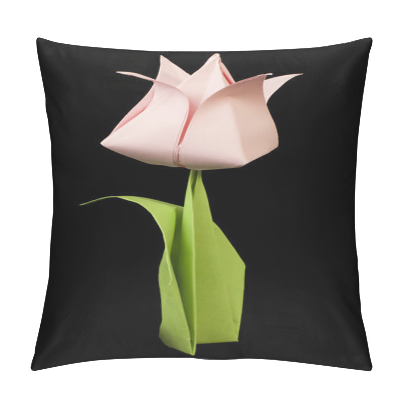 Personality  Pink Tulip Isolated On Black Background Pillow Covers