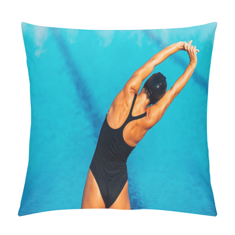 Personality  Lady Swimmer Warming Up, Stretching Pillow Covers