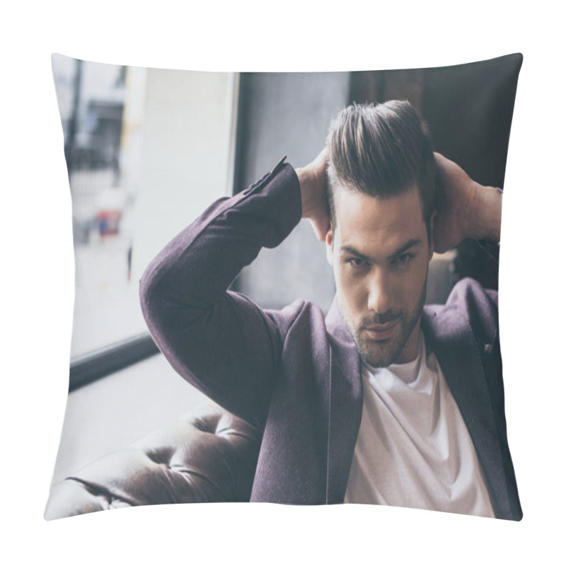 Personality  Handsome Man With Fashionable Hairstyle Pillow Covers