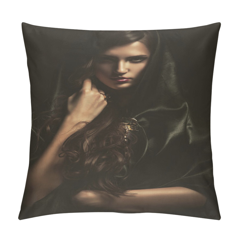 Personality  Woman In Black Cape Pillow Covers