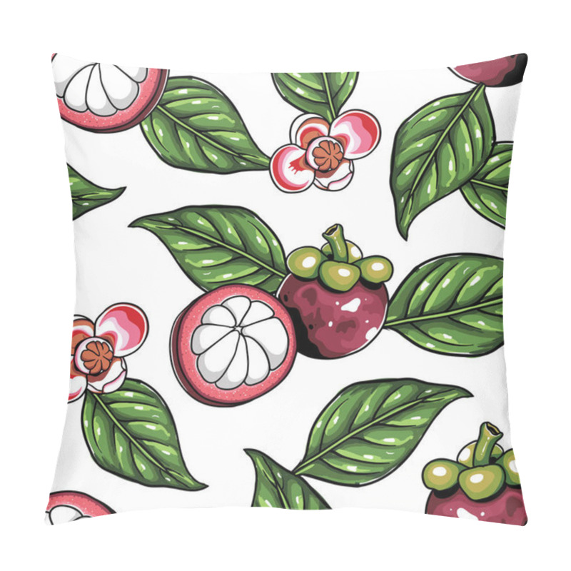 Personality  Mangosteen Seamless Pattern White Background Pillow Covers