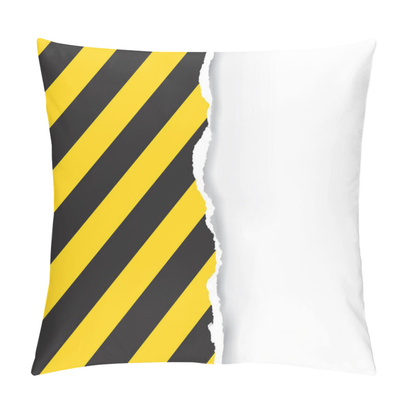 Personality  Ripped Paper With Construction Sign. Pillow Covers