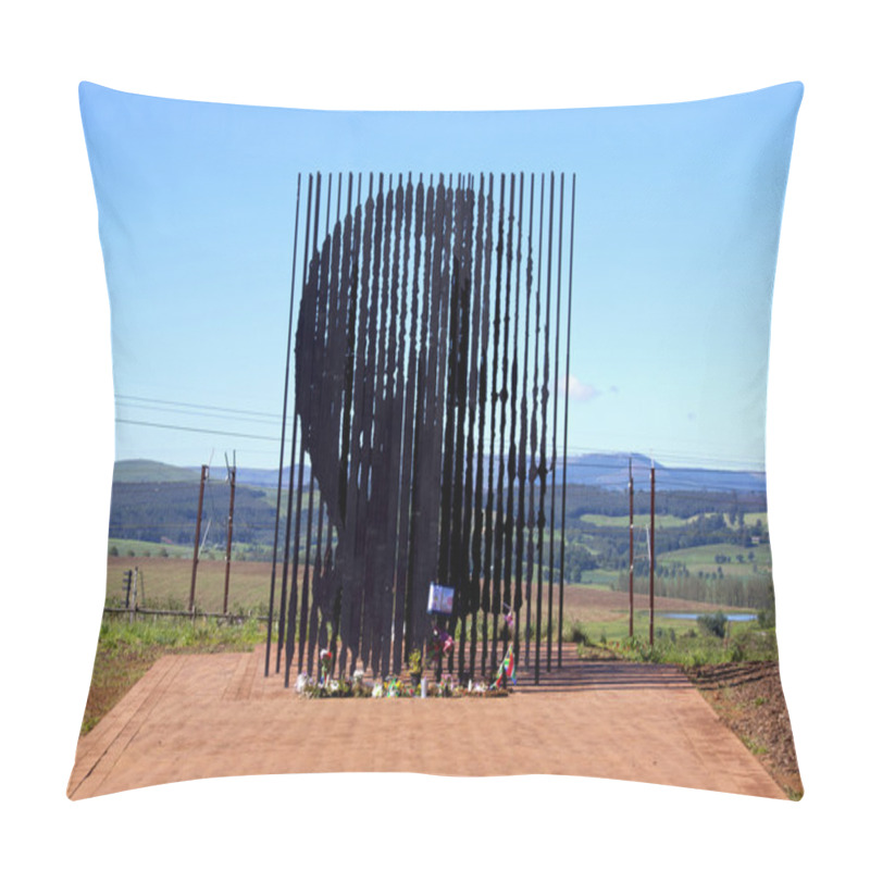 Personality  Metal Sculpture Of Nelson Mandela At His Capture Site Pillow Covers