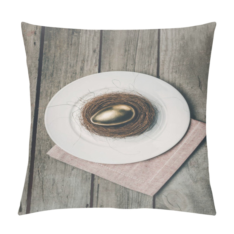 Personality  Golden Easter Egg On Plate  Pillow Covers