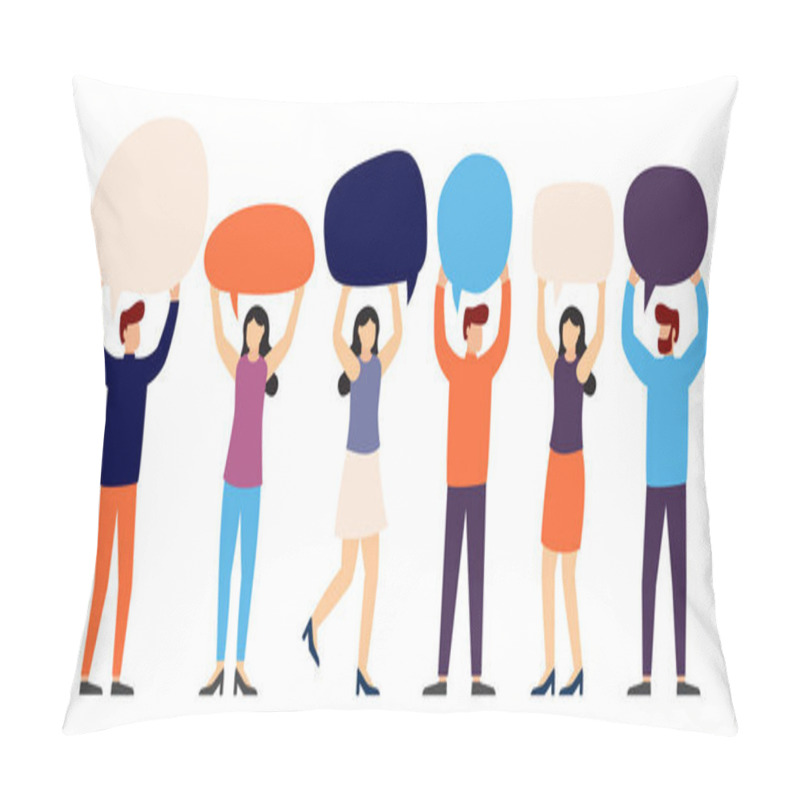 Personality  Group Of People Talk To Each Other Using Bubble Speech Pillow Covers