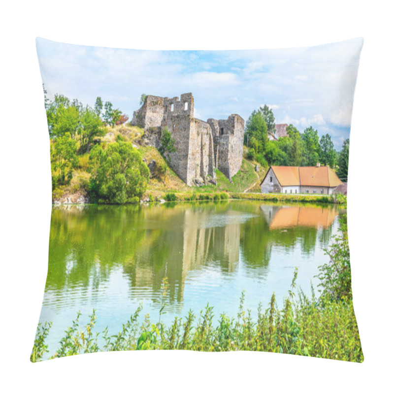 Personality  Borotin Castle Ruins With Romantic Pond In The Foreground, Borotin, South Bohemia, Czech Republic Pillow Covers