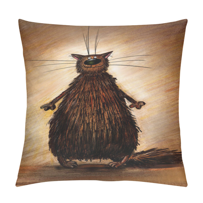 Personality  Brown Cat On The Brown Background Pillow Covers