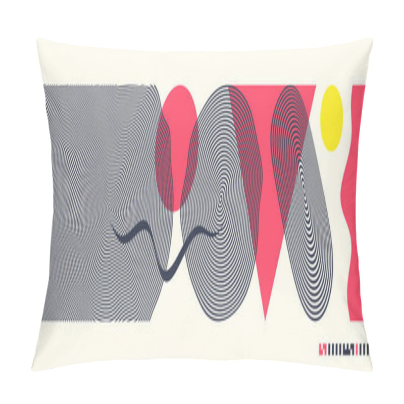 Personality  Abstract Background In Trendy Minimal Style. Pattern With Optical Illusion. Psychedelic Stripes. Vector Illustration For Brochure, Flyer, Card, Banner Or Cover. Pillow Covers