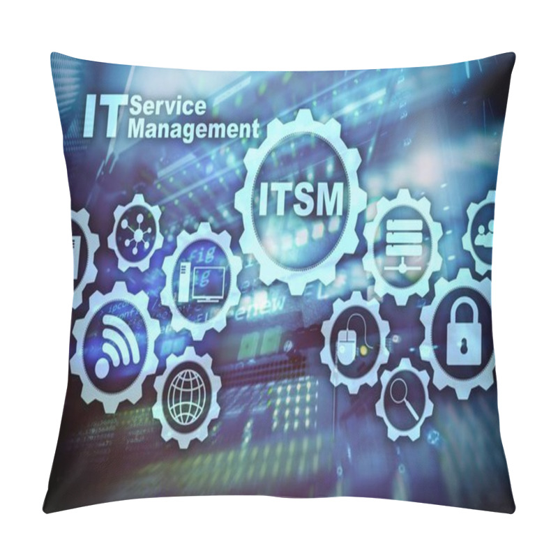 Personality  ITSM. IT Service Management. Concept For Information Technology Service Management On Supercomputer Background. RCS. Rich Communication Services. Ommunication Protocol. Technology Concept. Pillow Covers