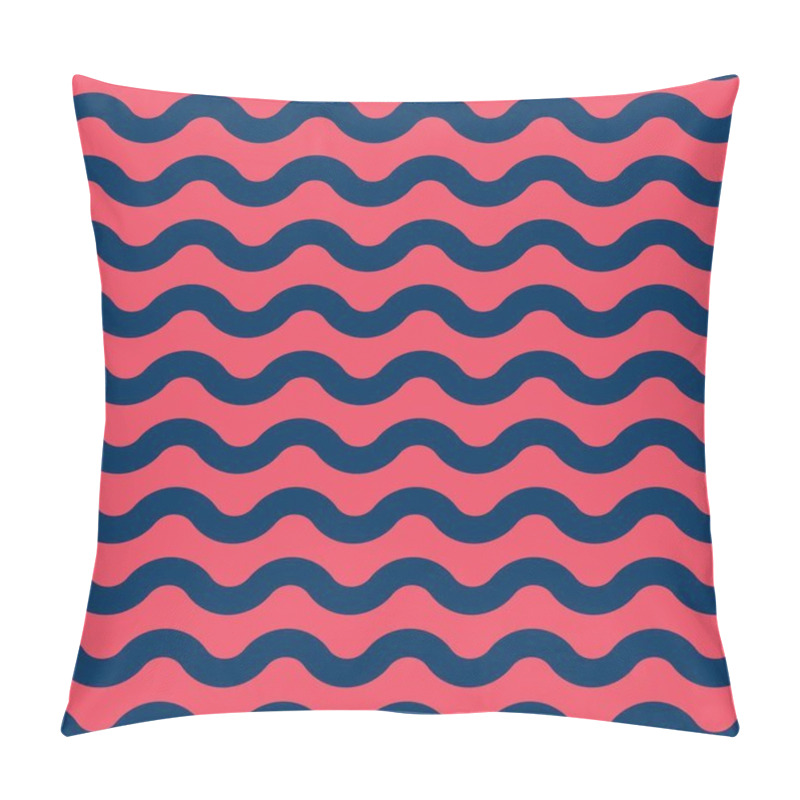 Personality  Seamless Vector Marine Pattern With Blue And Red Waves Pillow Covers