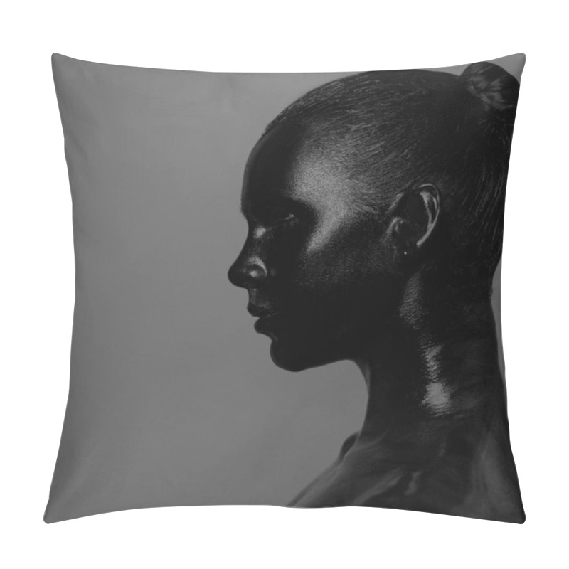 Personality  Profile Girl In Black Paint  Pillow Covers