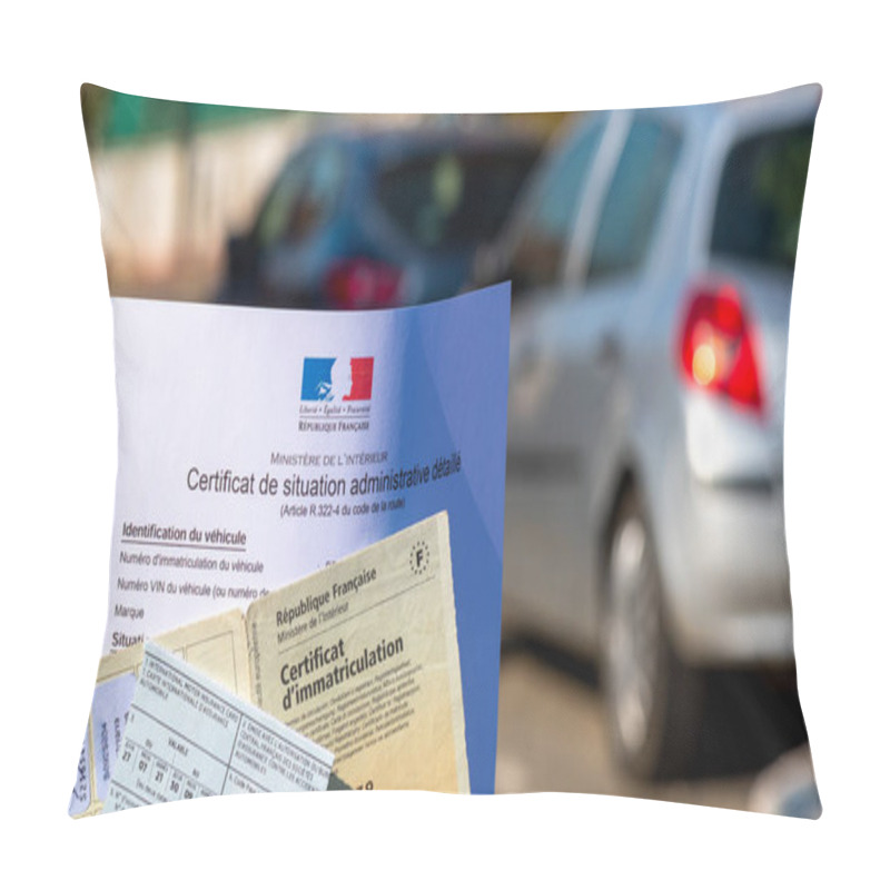 Personality  Clamart, France - March 6, 2022: French Vehicles Administrative Documents : Registration Certificate (