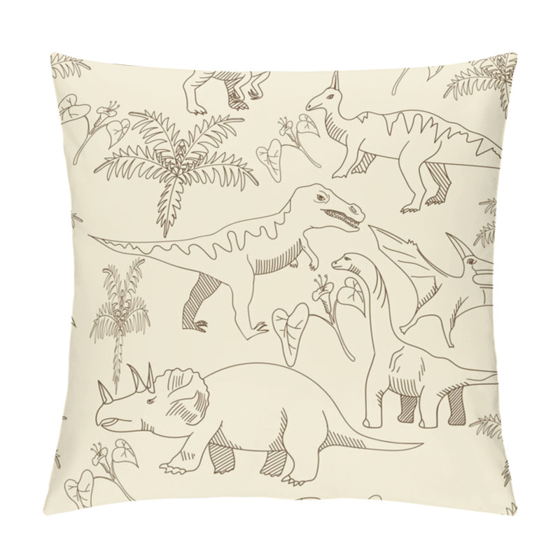 Personality  Dinosaur Seamless Vector Illustration Pillow Covers