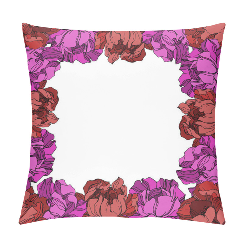 Personality  Vector Peony Floral Botanical Flowers. Black And White Engraved  Pillow Covers