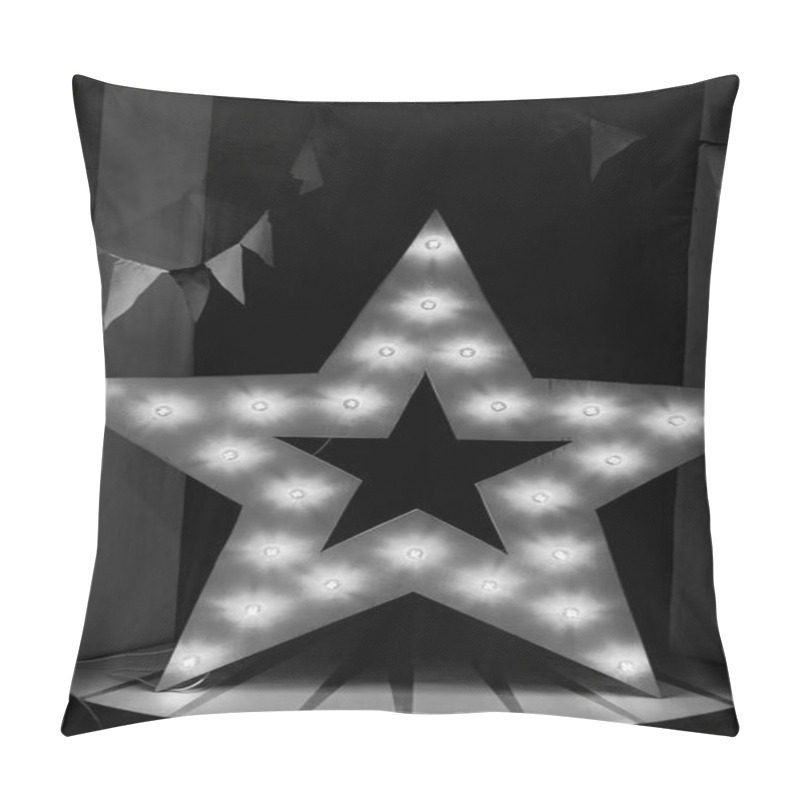 Personality  Star Wood With Warm Yellow Lights. The Moment Of Glory, Black And White Pillow Covers