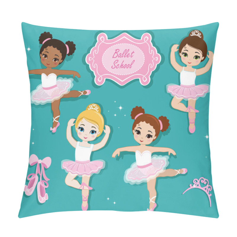 Personality  Vector Illustration Of Cute Little Ballerinas. Ballet Slippers. Clip Art Cute Characters, Pink Tutus, Ballet Shoes. Pillow Covers