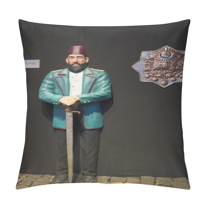 Personality  Manzikert, Turkey, July, 30, 2024, Journey Through Turkish History: From Central Asia To Modern Times, Exploring Symbols, Artifacts, And Key Moments At Mu Malazgirt Turkish History Museum. Pillow Covers