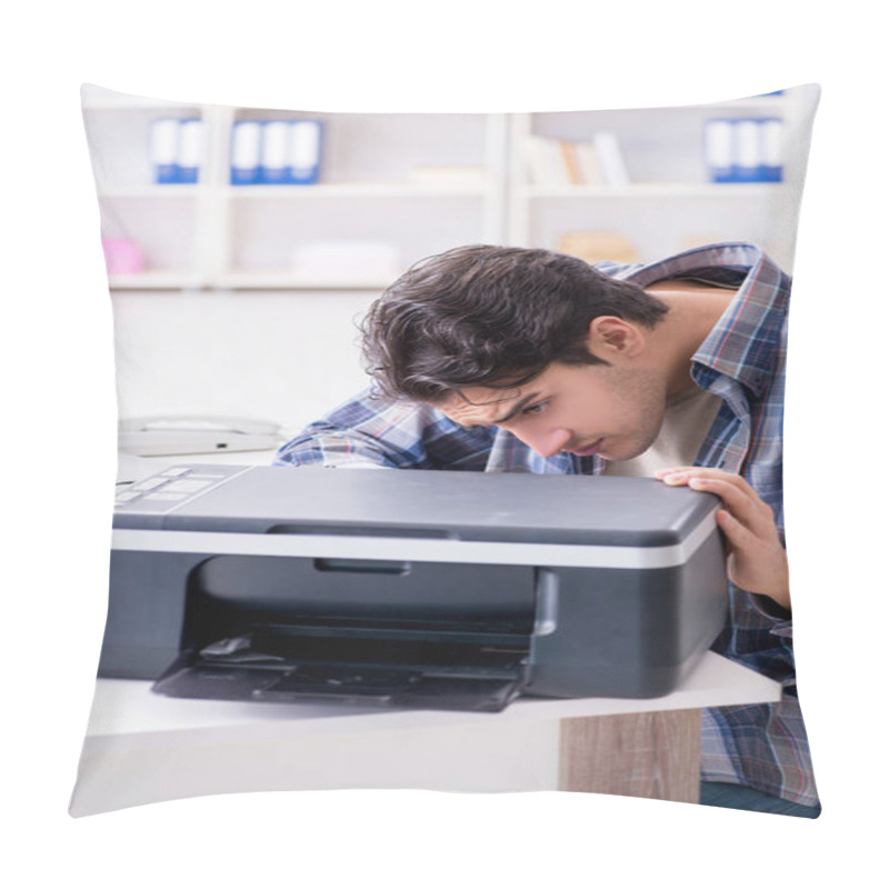 Personality  Hardware Repairman Repairing Broken Printer Fax Machine Pillow Covers