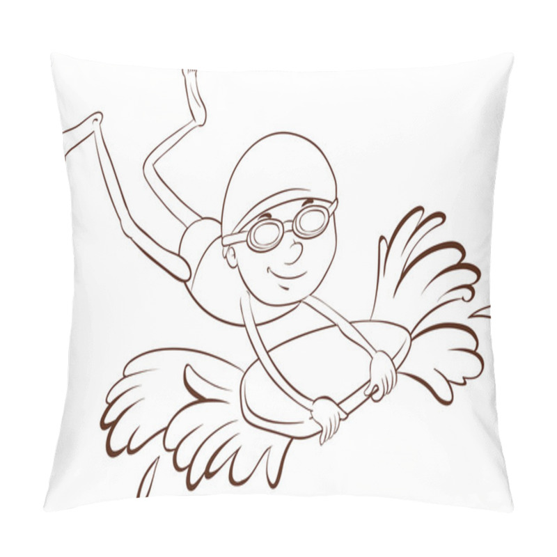 Personality  A Plain Sketch Of A Man Swimming Pillow Covers