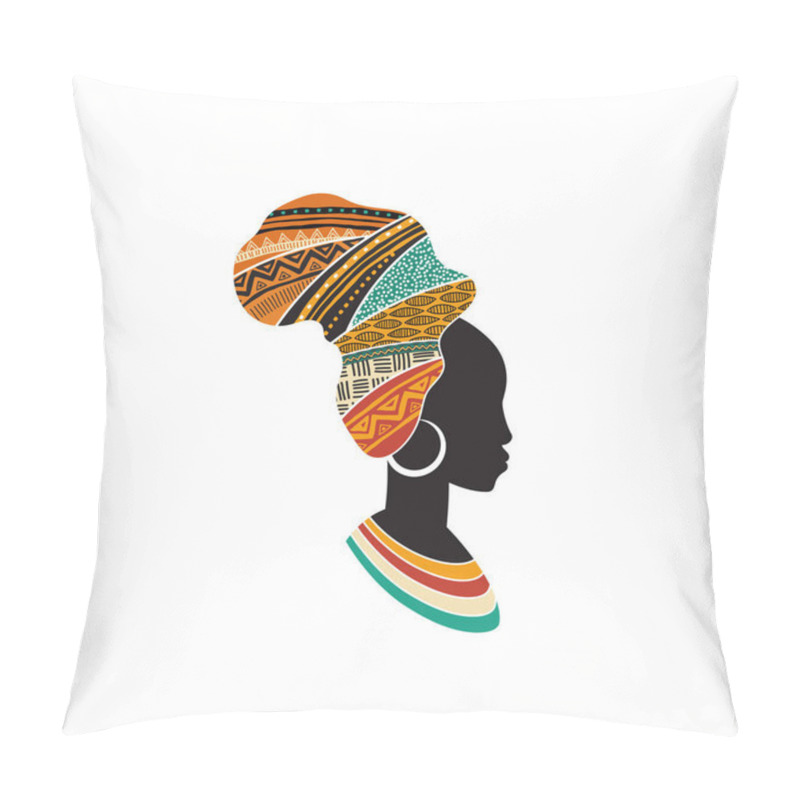 Personality  African Woman Silhouette With An African Map As A Head Wrap. Concept Design And Illustration Pillow Covers