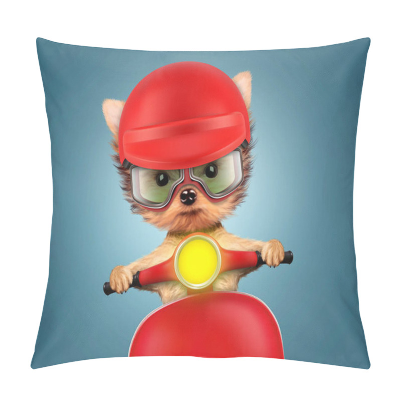 Personality  Adorable Puppy Sitting On A Motorbike Pillow Covers