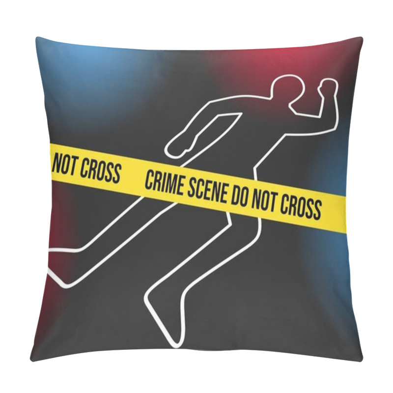 Personality  Illustration Of A Crime Scene Accident Victim, Murder. Police Line, Do Not Cross Pillow Covers