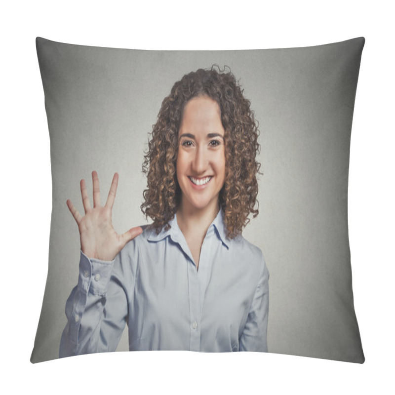 Personality  Woman, Making Five Times Sign Gesture With Hand Fingers Pillow Covers