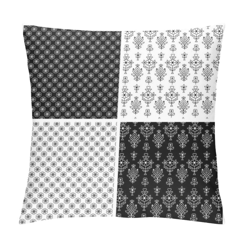 Personality  Indian Black And White Buti Seamless Vector Patterns  Pillow Covers