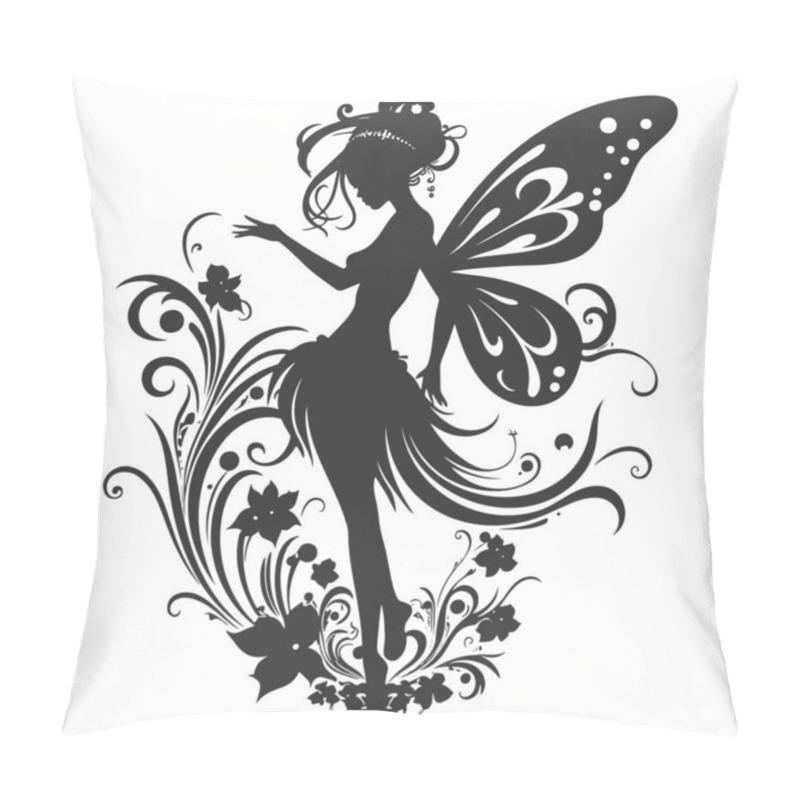 Personality  Fairy With A Flower Isolated On A White Background. EPS 10 Pillow Covers